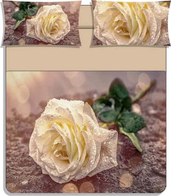 Completo lenzuola copriletto white rose stampa digitale matrimoniale - karì in Set di lenzuola e federe Falco Biancheria - Parete, commercioVirtuoso.it