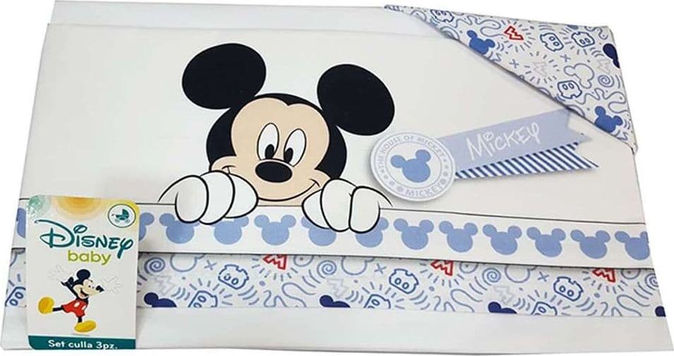 WALT DISNEY - SET 3 PEZZI LENZUOLA CULLA CARROZZINA BIMBA BIMBO