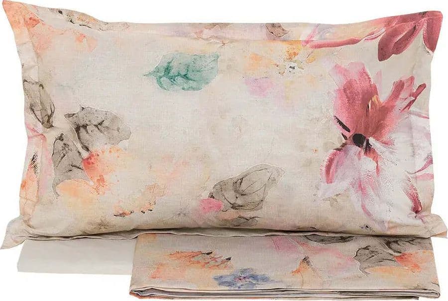 Completo lenzuola fiore in percalle di cotone 200 T.C. matrimoniale - Tessitura Randi in Set di lenzuola e federe Falco Biancheria - Parete, commercioVirtuoso.it