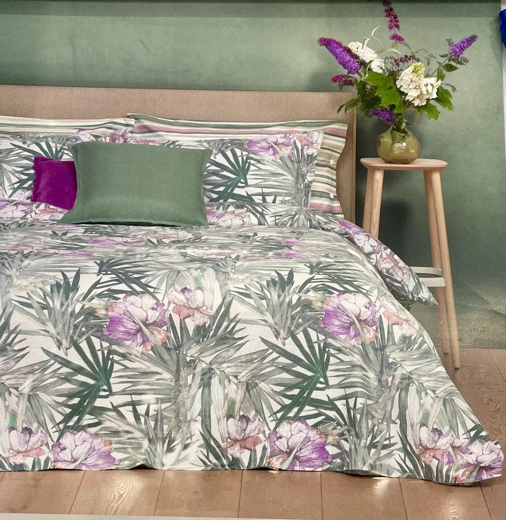 Completo lenzuola tropico in percalle di puro cotone matrimoniale - fazzini in Set di lenzuola e federe Falco Biancheria - Parete, commercioVirtuoso.it