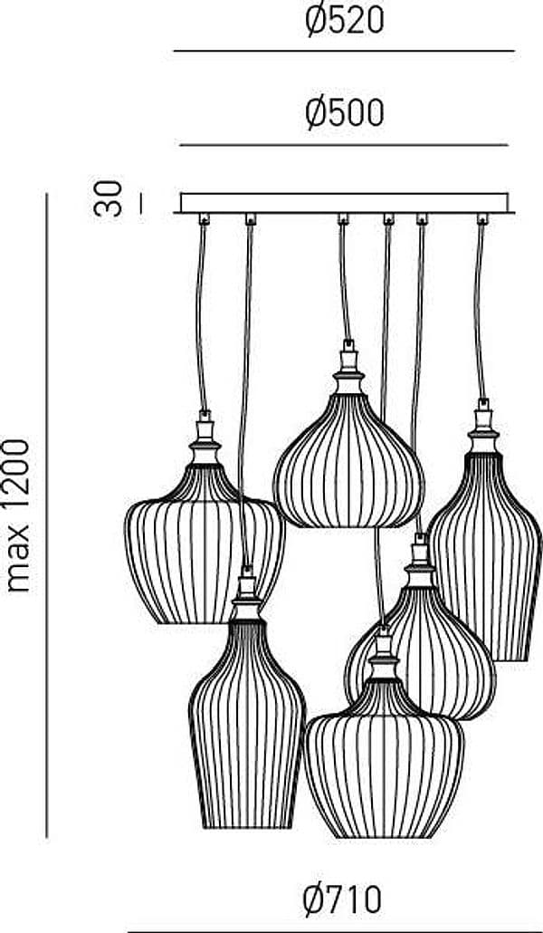 Composizione-Sospensione-Multipla-Cleofe-Metallo-Bianco-Vetri-Bianco-6-Luci-E27