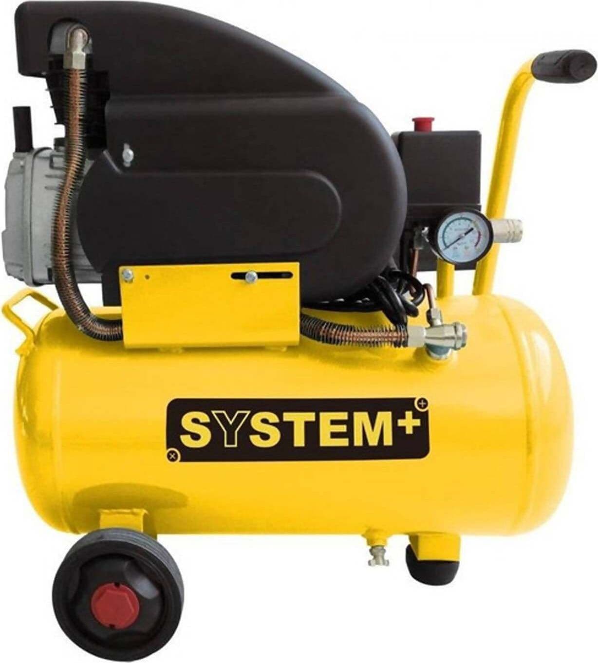 Compressore 24lt - System+ Compressore Carrellato Con Cilindro Singolo Lubrificato Ad Olio Da 42 Mm in Compressori d'aria Fermarket Ferramenta Fai da te - Fabriano, commercioVirtuoso.it