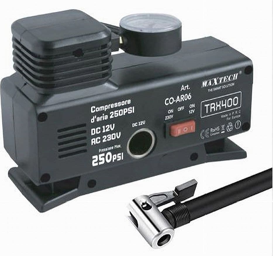 COMPRESSORE COMPATTO AD ARIA CON MANOMETRO PNEUMATICI 12V 250PSI 25L/MIN CO-AR06 in Compressori portatili Trade Shop italia - Napoli, commercioVirtuoso.it