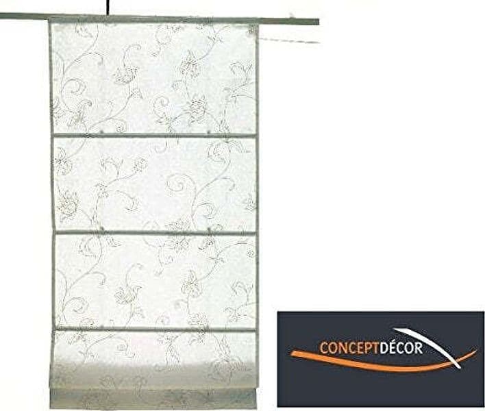 CONCEPT DECOR - TENDA A PACCHETTO CON BINARIO INCLUSO COLORE BIANCO CON FIORE 80X175