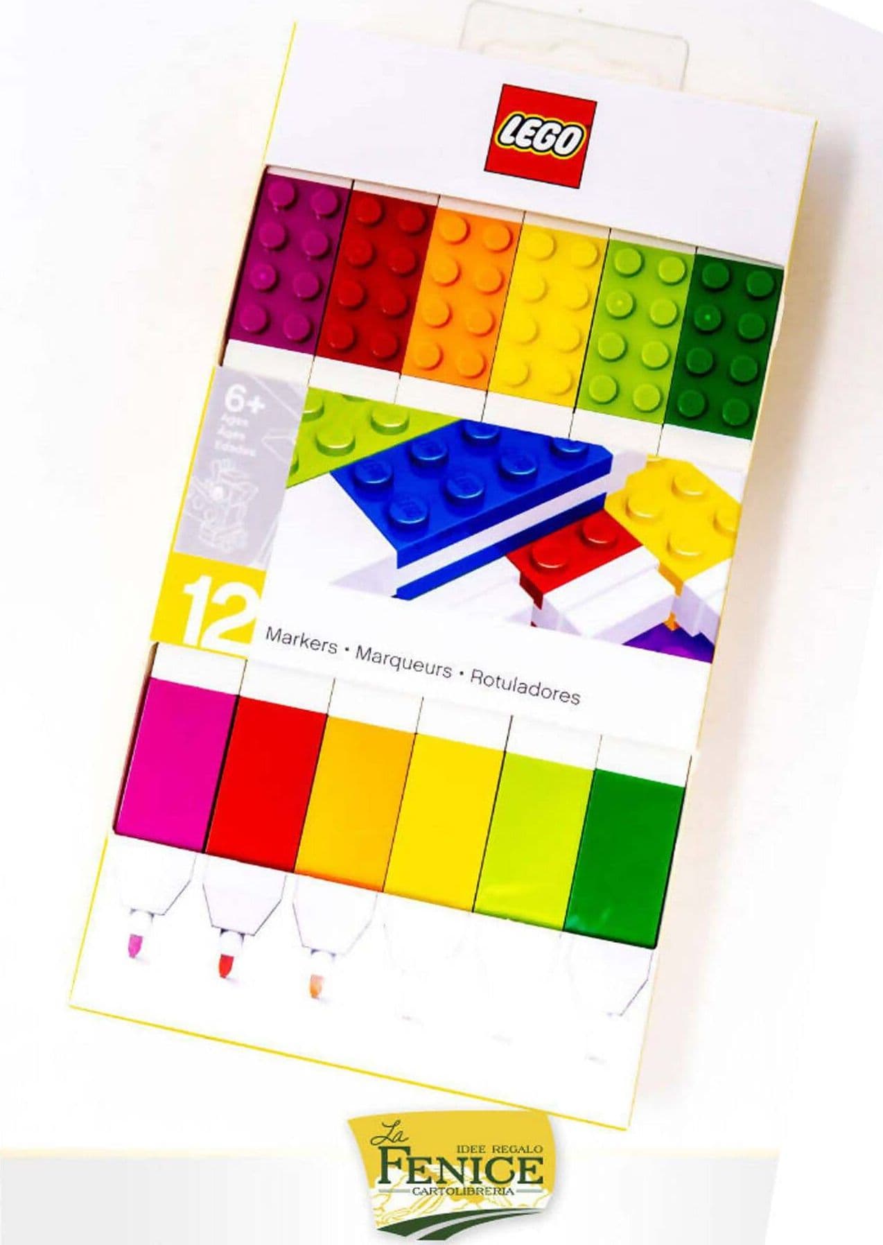 Confezione 12 Pennarelli Colorati Lego 12 Pennarelli Con Piastre Lego Su Ogni Segnalino in Pennarelli per disegno Cartolibreria La Fenice - Spadafora, commercioVirtuoso.it