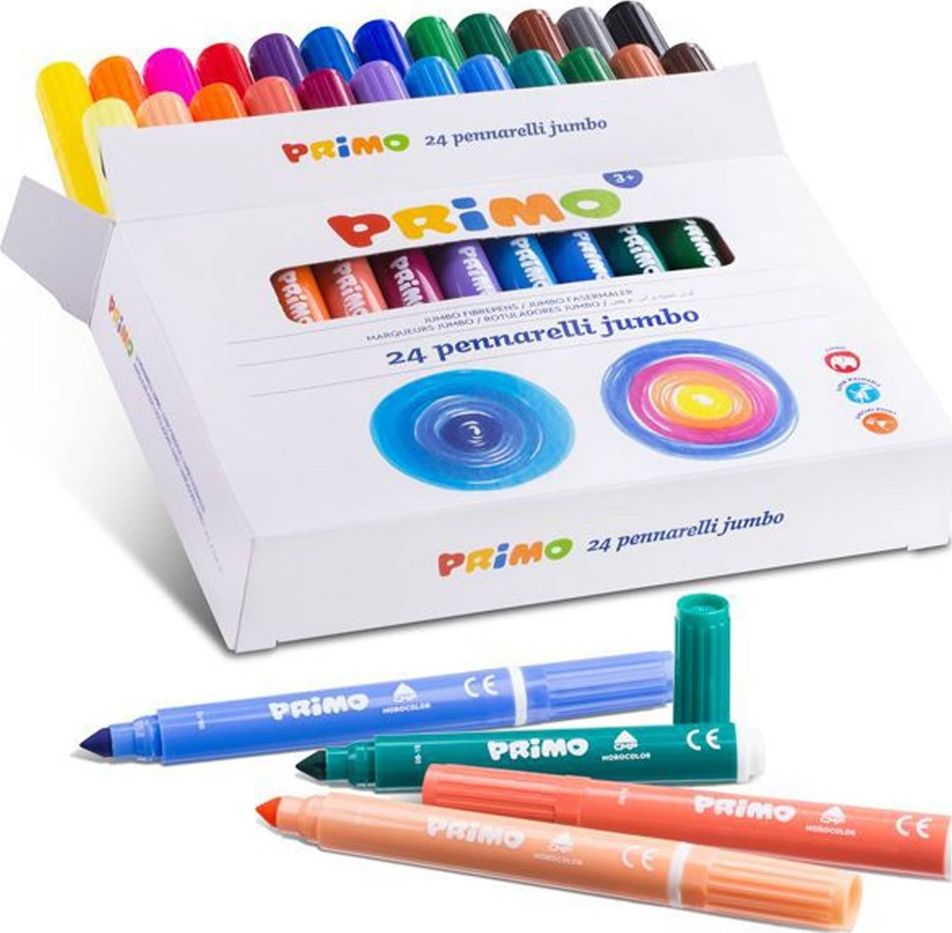 Confezione-24-Pennarelli-Colorati-Scuola-Disegno-Bambini-Con-Punta-Grossa-Maxi