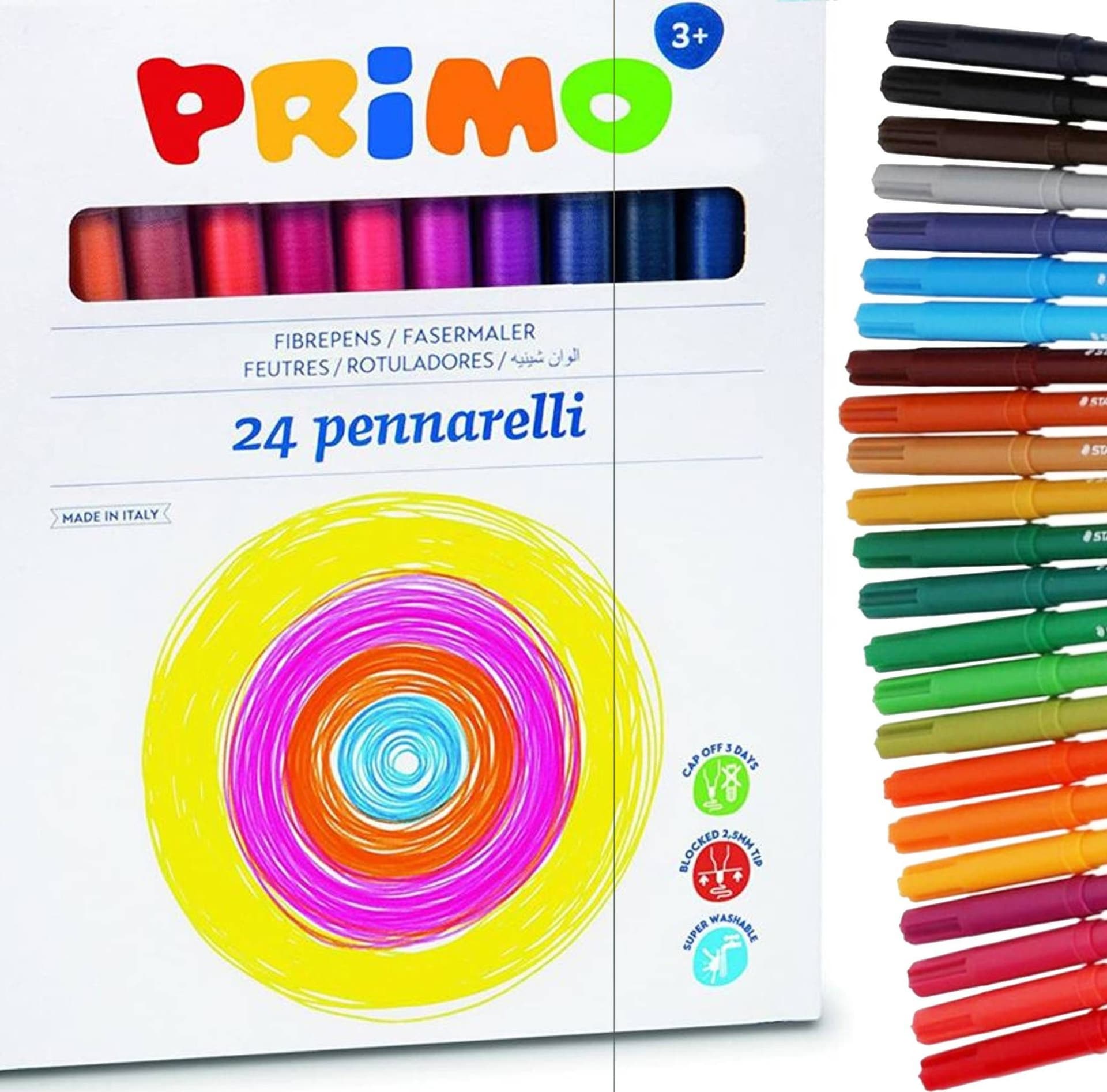 Confezione-24-Pennarelli-Colorati-Scuola-Disegno-Bambini-Con-Punta-Sottile-Fine