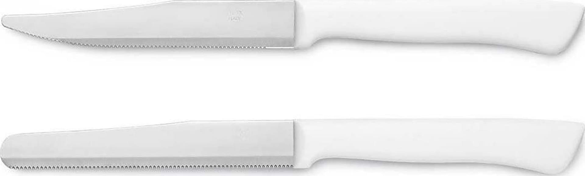 Confezione 6 Pezzi Coltello Bistecca Con Manico Plastica Bianco Cm. 11 Ausonia - 61647 in Coltelli da bistecca Ausonia - Maniago, commercioVirtuoso.it