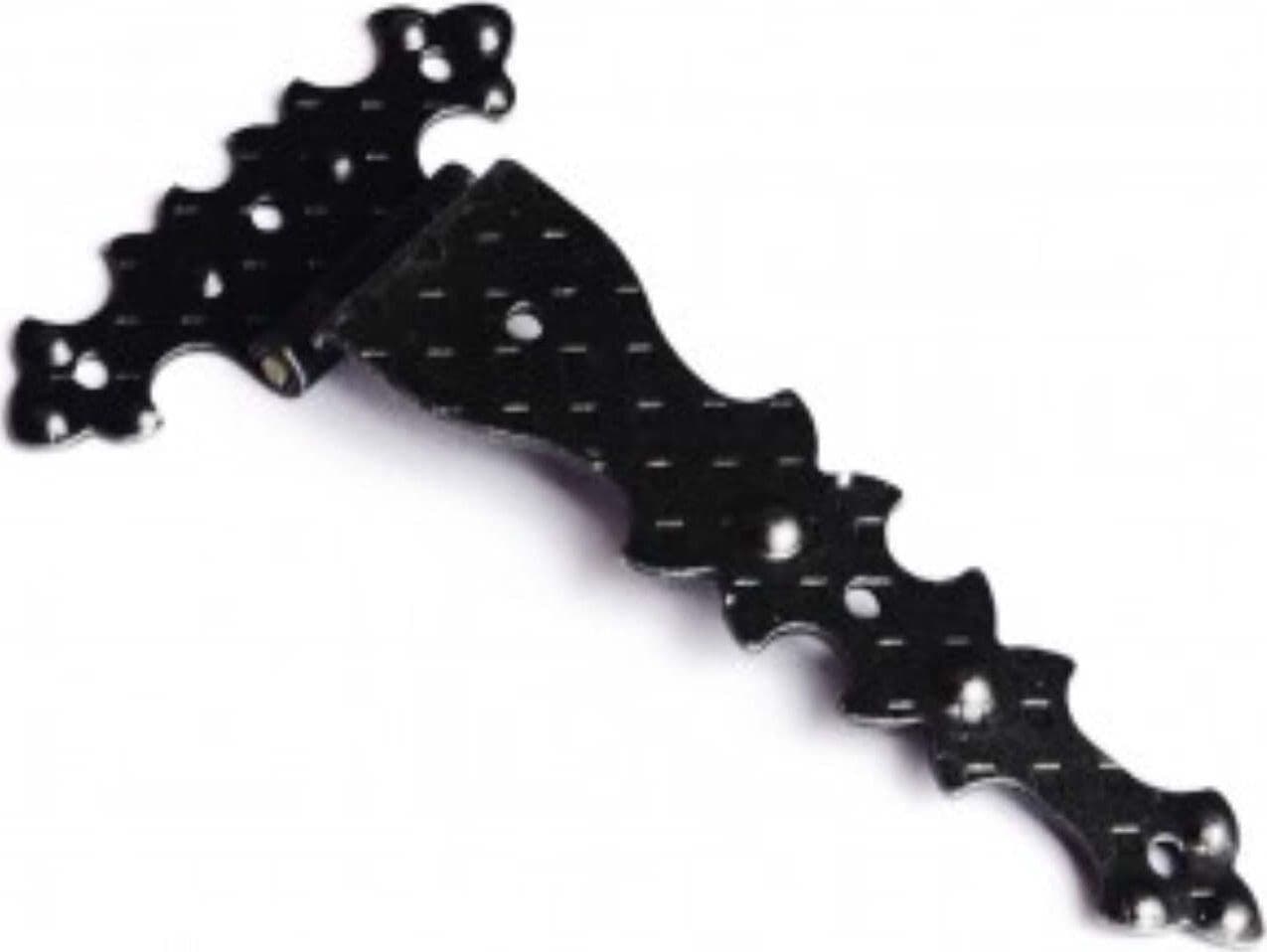 CONFEZIONE-DA-1-PEZZO---CERNIERA-RUSTICA-PIANA-IN-FERRO-MARTELLATO-182X92MM---ZANCATA-COLLO-12---COLORE-NERO