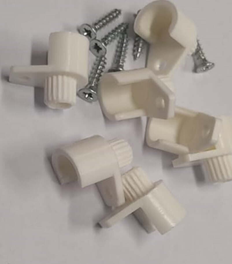 CONFEZIONE-DA-16-PEZZI---REGGITUBO-IN-PLASTICA-BIANCA-Ø10MM---CON-PERNO-Ø8MM-+-VITI-Ø3mmx16
