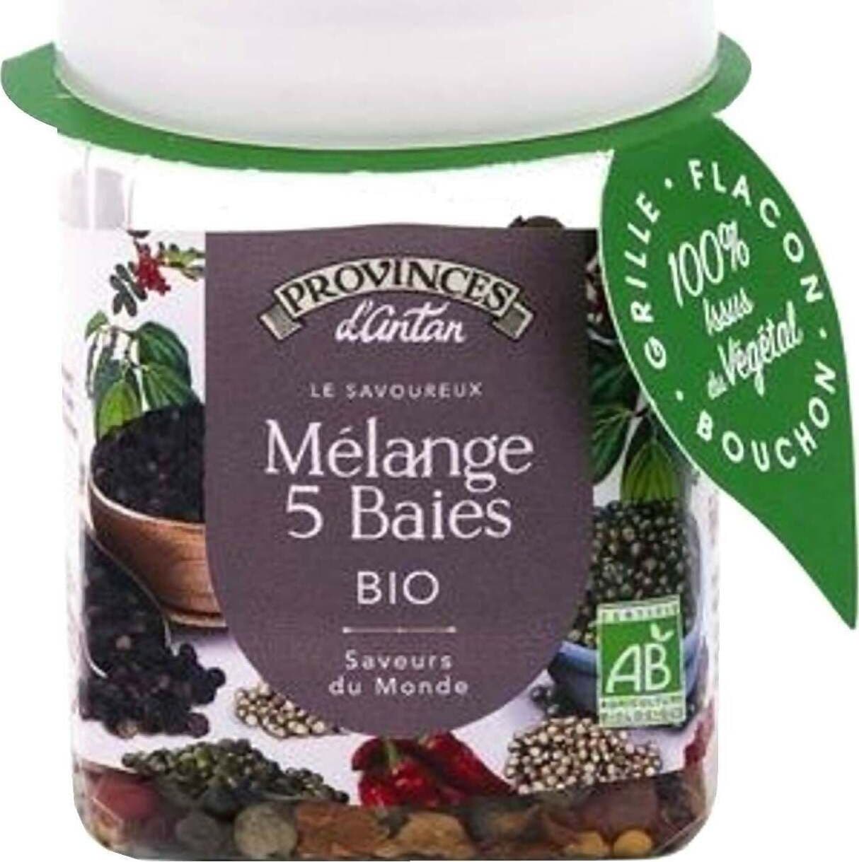 Confezioni Di Misto Di 5 Bacche Biologiche Con Pepe Nero, Pepe Bianco , Pepe Verde, Bacche Di Rosa , Peperoncino Pili Pili 30g