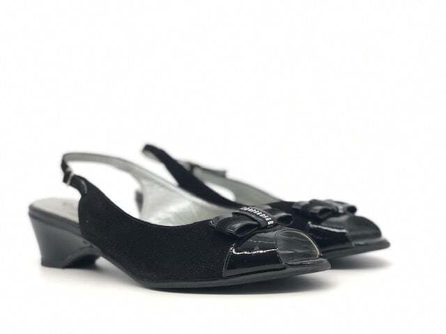 CONFORT Sandalo donna in camoscio nero e vernice in Sandali moda Calzature Durello - Agna, commercioVirtuoso.it