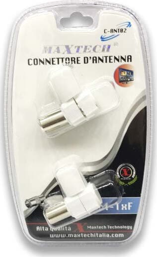 CONNETTORE D'ANTENNA TV A 90° PER CAVO ANTENNA TV MASCHIO FEMMINA MAXTECH C-ANT02