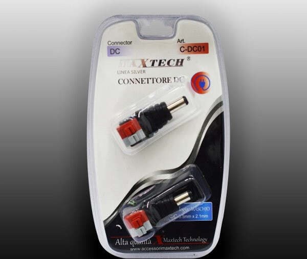 CONNETTORE DI ALIMENTAZIONE DC 5.5 MM X 2.1 MM MASCHIO ADATTATORE MAXTECH C-DC01