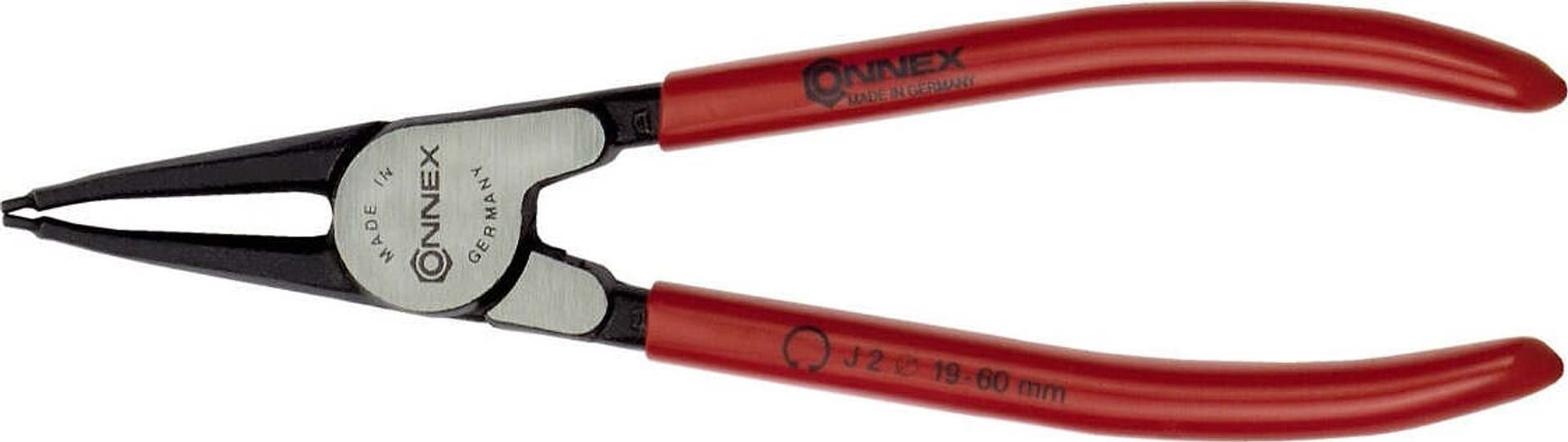 CONNEX---PINZE-A-BECCHI-DRITTI-PER-ANELLI-SEEGER-INTERNI-180MM---MANICI-ROSSI-FINITURA-NERA
