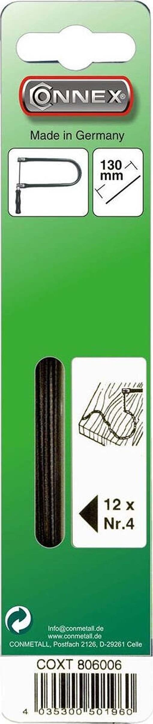 Connex-COXT806006-Lama-di-Ricambio-per-Sega-da-traforo-Taifun,-130-mm,-Confezione-da-12-Pezzi,-Misura-4,-Verde,-4