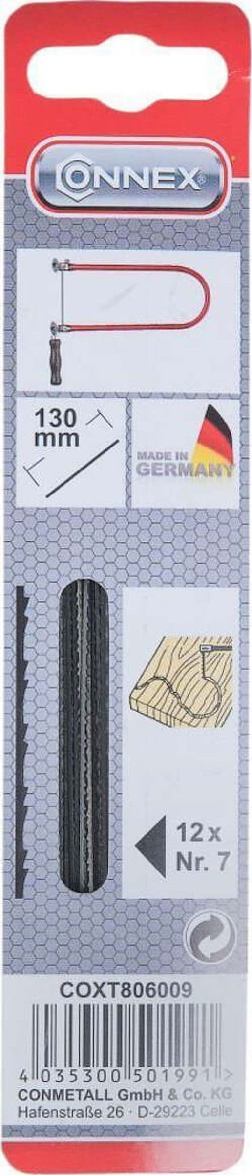 Connex-COXT806009-Lama-di-Ricambio-per-Sega-da-traforo-Taifun,-130-mm,-Confezione-da-12-Pezzi,-Misura-7,-Verde,-7
