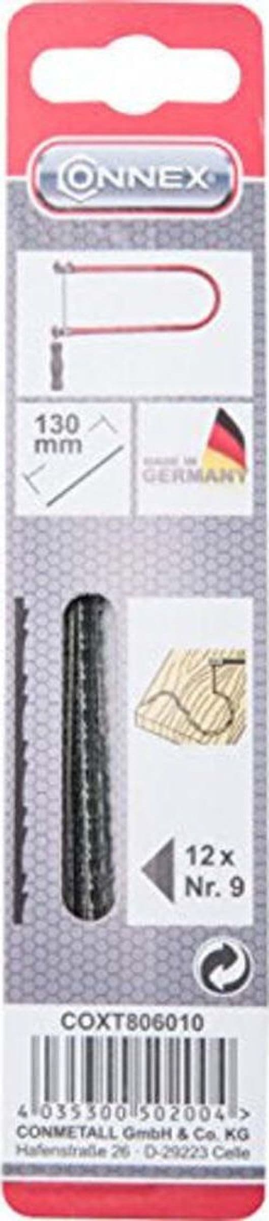 Connex-COXT806010-Lame-di-Ricambio-per-Sega-da-traforo-Taifun,-130-mm,-Confezione-da-12-Pezzi,-Misura-9,-Verde,-9