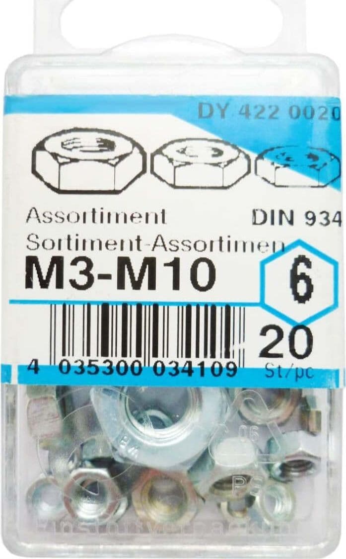 CONNEX-MASIDEF---ASSORTIMENTO-20-DADI-ESAGONALI-ZINCATI-M3---M10