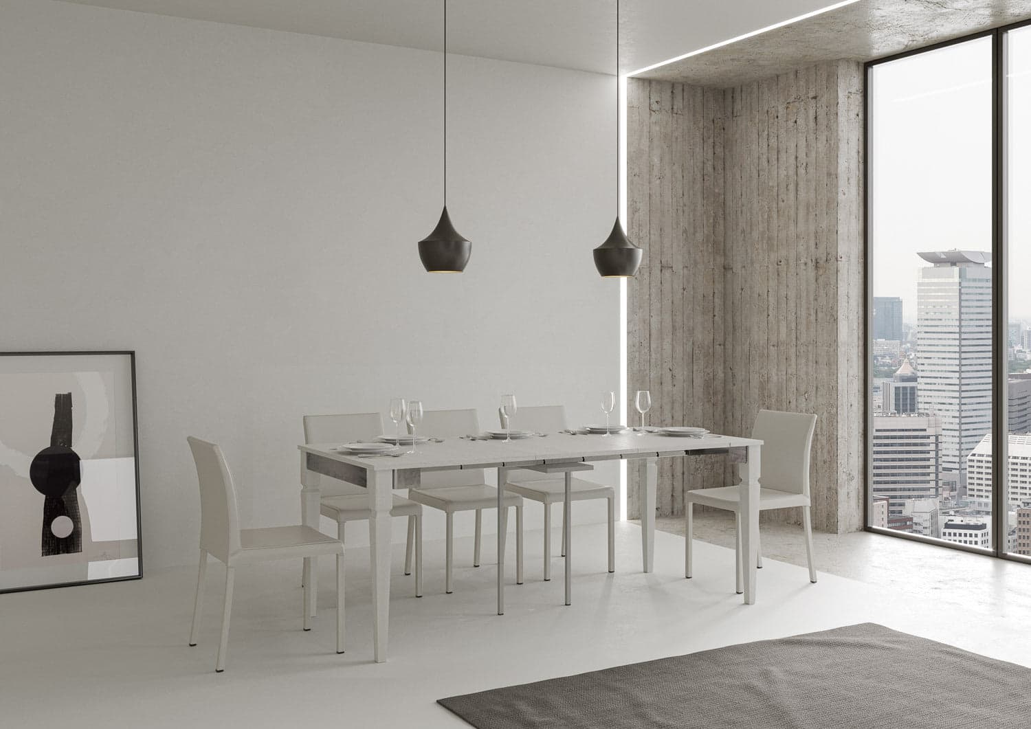 Consolle-allungabile-90x40/300-cm-Impero-Iron-telaio-Grigio