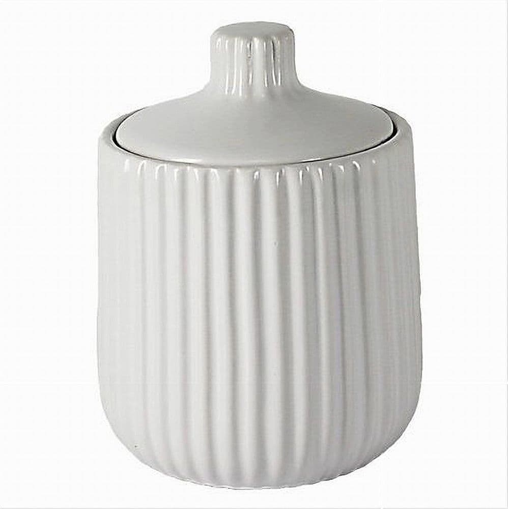 CONTENITORE PORTA COTTON FIOC DECORO PLISSÈ BIANCO ROTONDO ORGANIZER BAGNO 10329 in Barattoli Trade Shop italia - Napoli, commercioVirtuoso.it