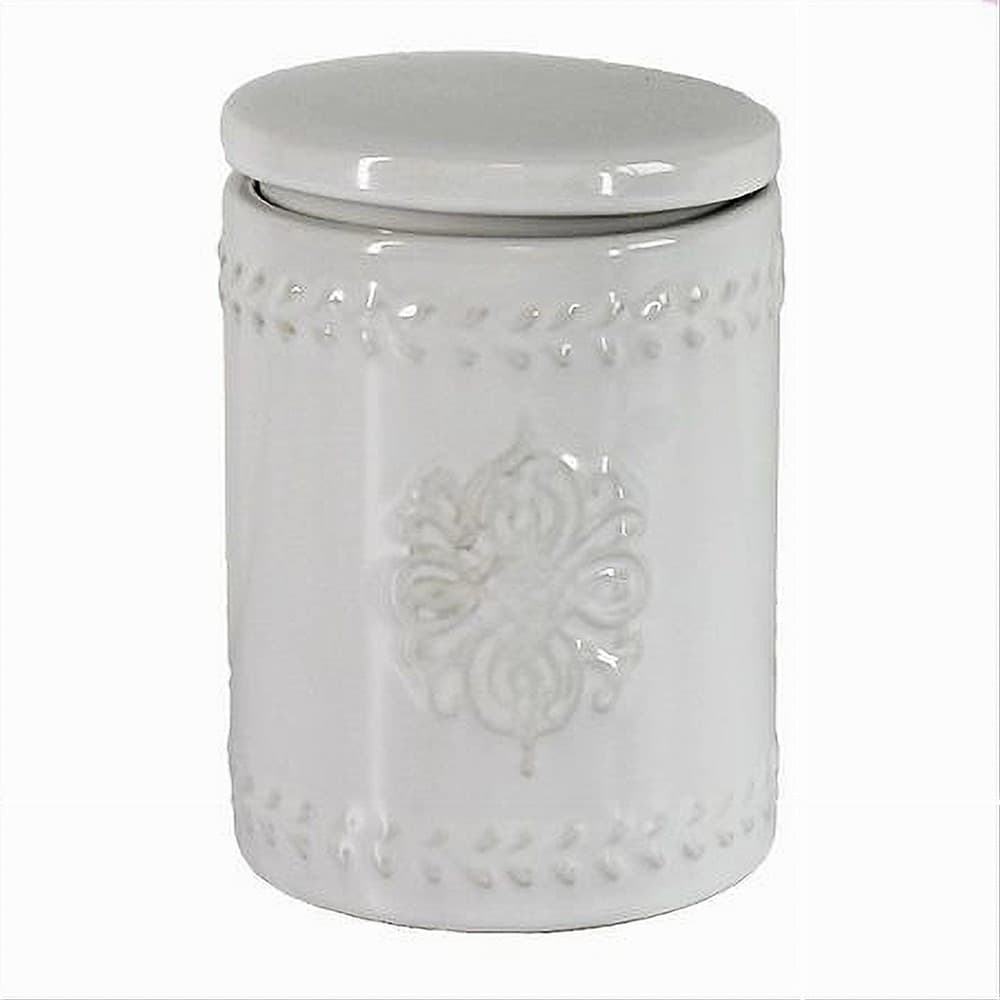 CONTENITORE TONDO PORTA COTTON FIOC BIANCO DECORATO ORGANIZER ARREDO BAGNO 10342 in Contenitori e cestini Trade Shop italia - Napoli, commercioVirtuoso.it