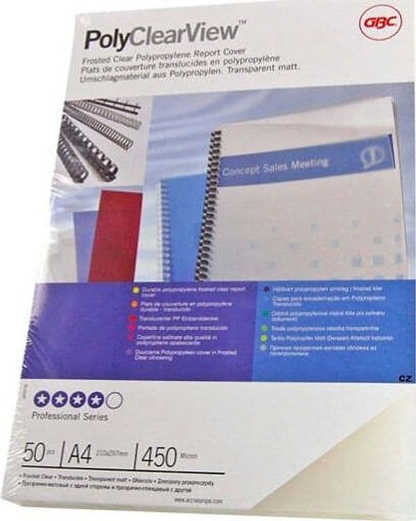 Copertine PolyClear View - A4 - 300 micron - PPL - neutro trasparente opaco - GBC - conf. 100 pezzi Cancelleria e prodotti per ufficio/Elettronica per ufficio/Rilegatrici e accessori/Copertine per rilegatrici Eurocartuccia - Pavullo, Commerciovirtuoso.it