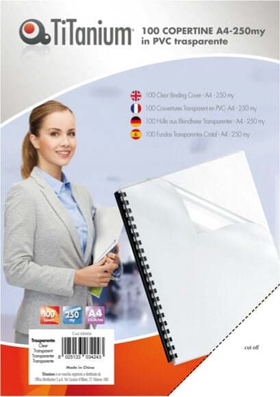 Copertine rilegatura - A4 - 250 micron - PVC - neutro trasparente - Titanium - scatola 100 pezzi Cancelleria e prodotti per ufficio/Elettronica per ufficio/Rilegatrici e accessori/Copertine per rilegatrici Eurocartuccia - Pavullo, Commerciovirtuoso.it