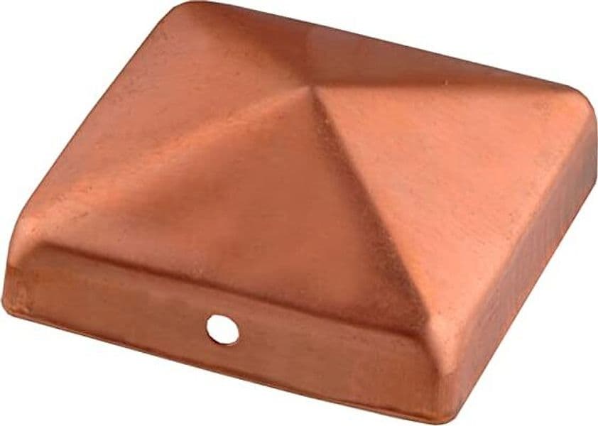 COPERTURA-SUPERIORE-PER-PALI-A-FORMA-PIRAMIDALE---ZINCATA-A-FUOCO-COLORE-RAME-90x90MM