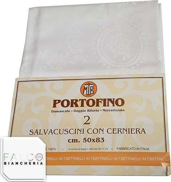 Coppia Federe Salvacuscini Damascato con Cerniera PORTOFINO in Federe Falco Biancheria - Parete, commercioVirtuoso.it
