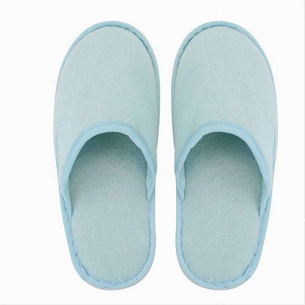 COPPIA PANTOFOLE CIABATTE BAGNO CHIUSE TESSUTO AZZURRO TAGLIA 35-40 STANZA 79688