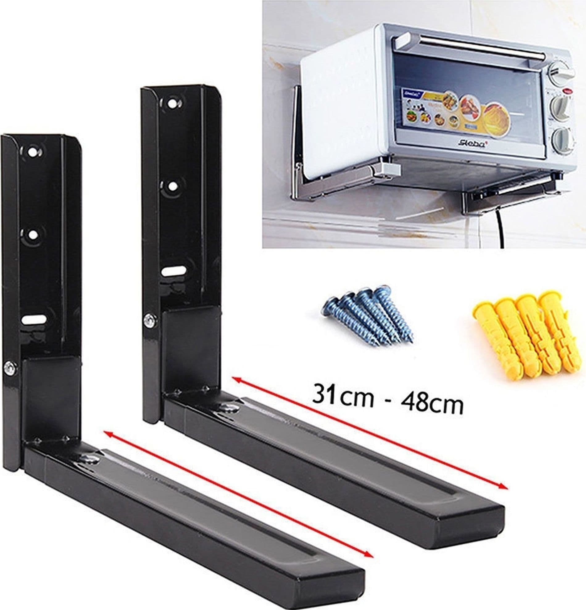 COPPIA STAFFE A PARETE PER SOSPENSIONE FORNO A MICROONDE 2 X SUPPORTI NERO Fai da te/Ferramenta/Staffe e supporti per mensole Trade Shop italia - Napoli, Commerciovirtuoso.it
