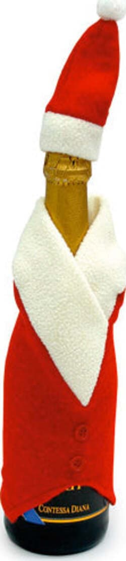 Copribottiglia-con-Cappello-Rosso-Vestito-per-Bottiglie-con-Cappellino-Natale