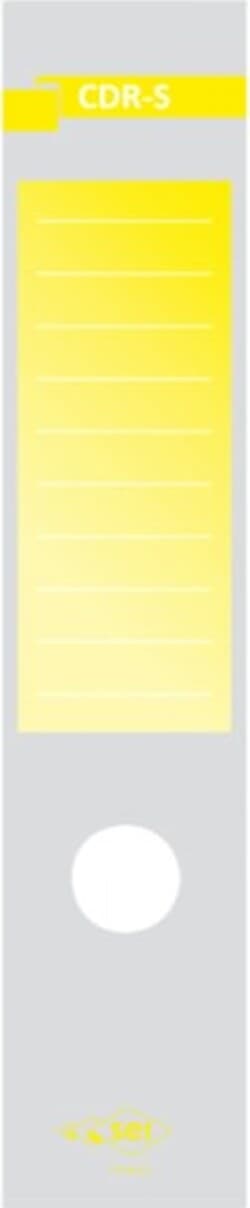 Copridorso CDR S - carta autoadesiva - 7 x 34 5 cm - giallo - Sei Rota - conf. 10 pezzi Cancelleria e prodotti per ufficio/Archivio ufficio e accessori per scrivania/Raccoglitori e accessori per raccoglitori/Divisori per raccoglitori Eurocartuccia - Pavullo, Commerciovirtuoso.it