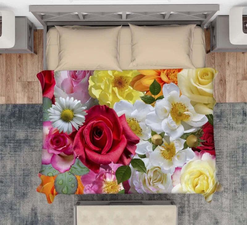 Copriletto letto fiorito in puro cotone stampa digitale matrimoniale - karì in Copriletti Falco Biancheria - Parete, commercioVirtuoso.it