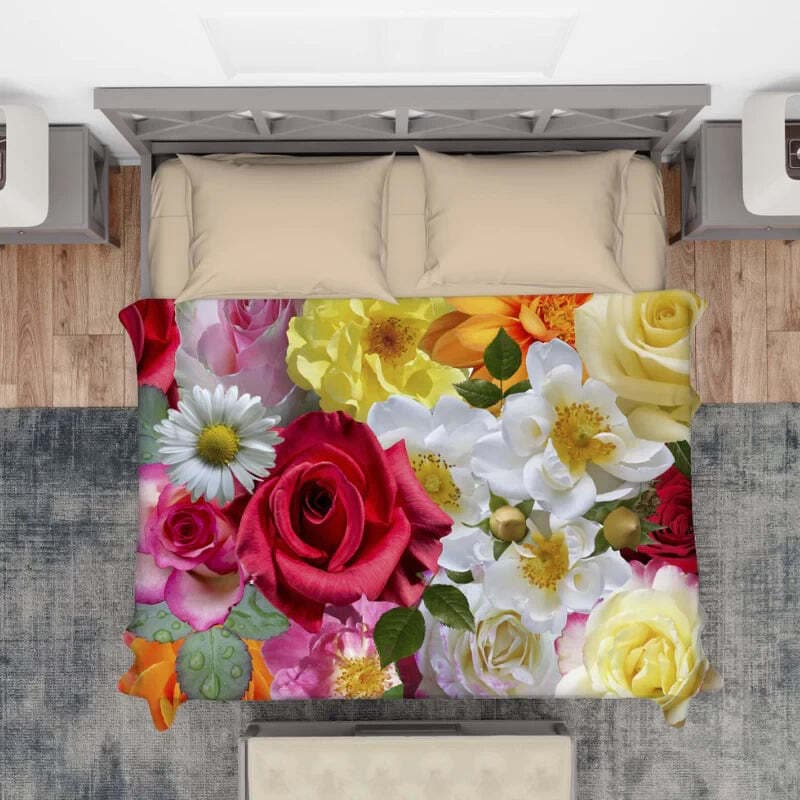 Copriletto letto fiorito in puro cotone stampa digitale matrimoniale - karì in Copriletti Falco Biancheria - Parete, commercioVirtuoso.it