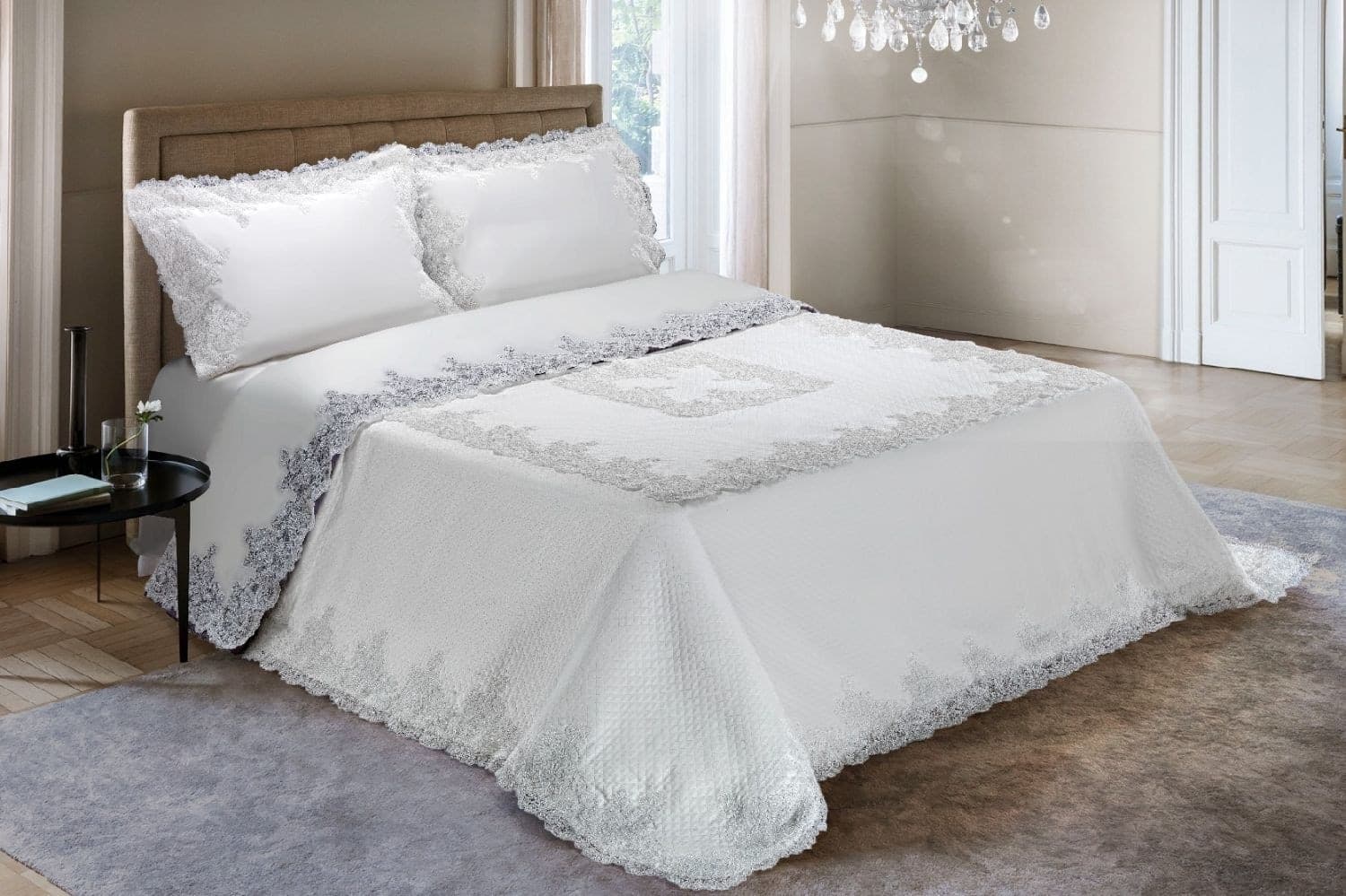Copriletto matrimoniale 100% lino con pizzo rebrodè art.Meraviglioso Made in Italy Casa e cucina/Tessili per la casa/Biancheria da letto/Copriletti Biancheria Arredo Home - Nola, Commerciovirtuoso.it