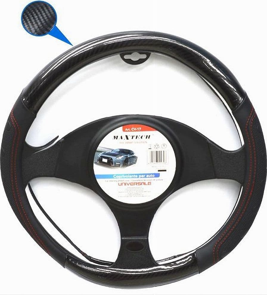 COPRIVOLANTE PER AUTO FODERA ANTISCIVOLO STERZO UNIVERSALE 38CM NERO ROSSO CV-17 in Coprivolanti Trade Shop italia - Napoli, commercioVirtuoso.it