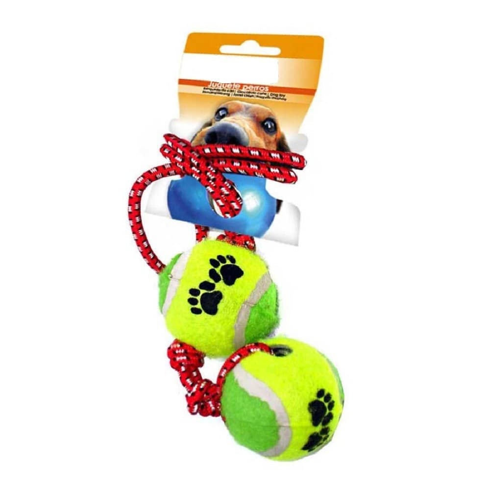 Corda-Con-2-Palline-Tennis-Gioco-Addestramento-Cani-E-Gatti-Giocattolo-Animali