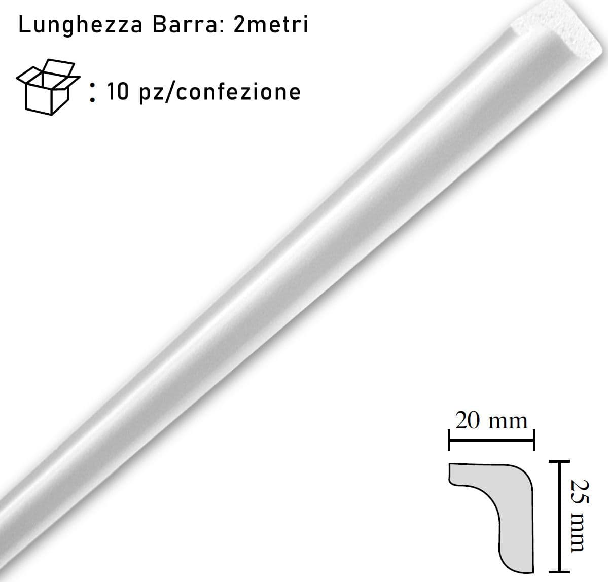 Cornice-in-polistirolo-mm20x25x2mt.-mod.L25-confezione-da-10-barre