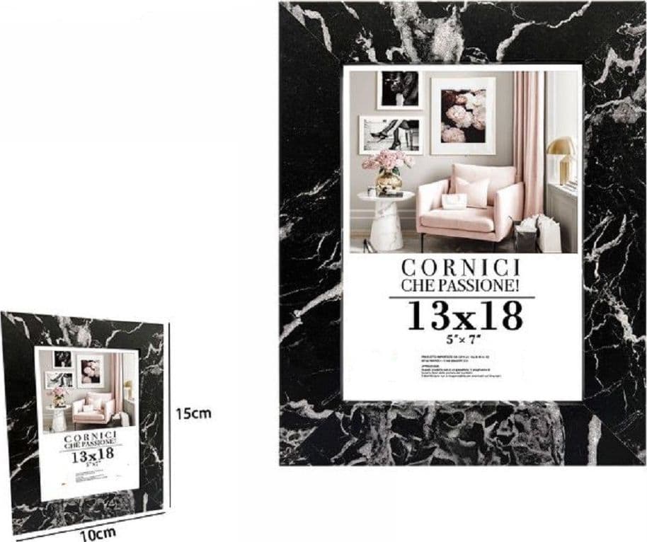 Cornice Portafoto Quadri Tele Poster 13 X 18 Cm Modello Effetto Marmo Nero 71668 Casa, arredamento e bricolage > Accessori Casa > Cornici e Portafoto Trade Shop italia - Napoli, Commerciovirtuoso.it