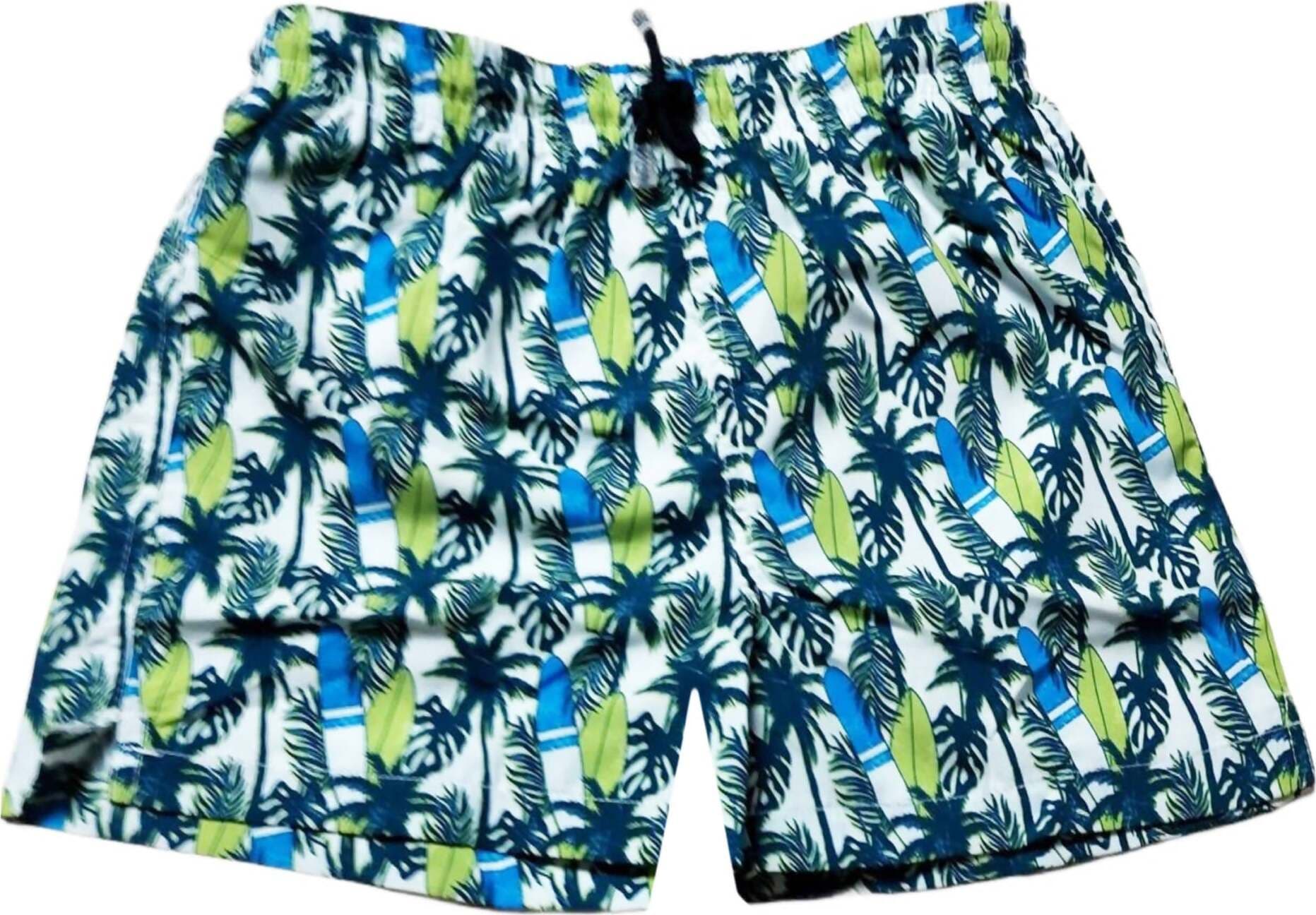 Costume Boxer Bimbo Multi Color Fantasia Costumino Bambino Blu Giallo Rosso Stampa Palme Paradise