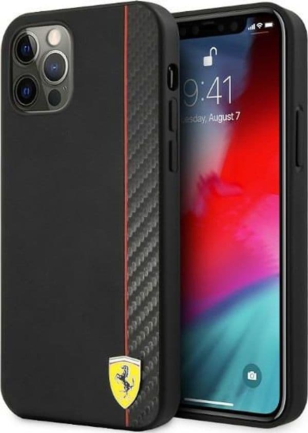 cover-ferrari-iphone-pro-max-effetto-carbonio-nera