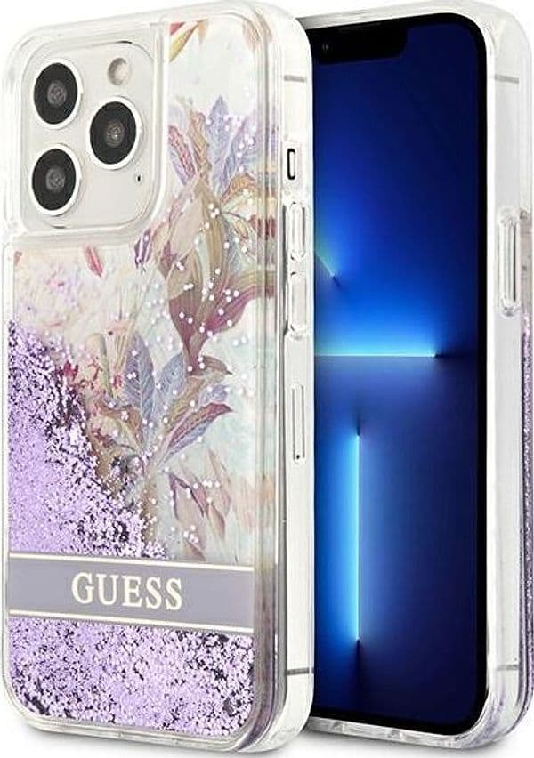cover-guess-iphone-13-pro-flower-liquid-glitter