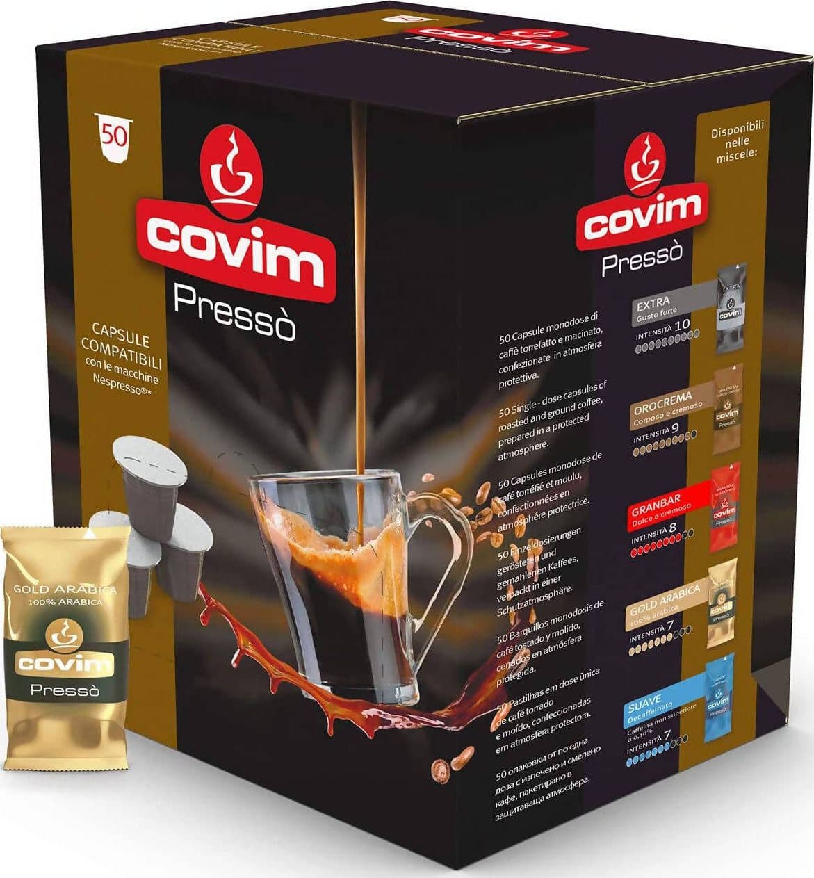Covim 50 Capsule Gold Arabica Caffè in Capsule Compatibili Nespresso Miscela Gold Arabica Confezione 50 Pz Alimentari e cura della casa/Caffè tè e bevande/Caffè/Cialde e capsule di caffè Franco Pausa Caffè - Albano Laziale, Commerciovirtuoso.it
