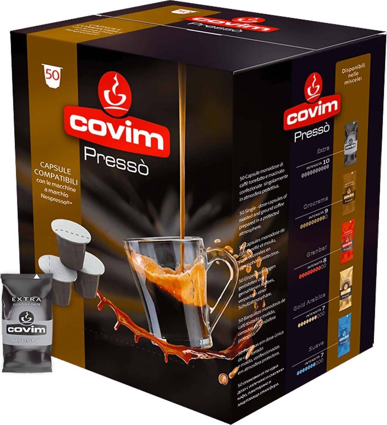 Covim 50x Capsule Extra Covim Caffè in Capsule Compatibili Nespresso Miscela Extra Confezione Da 50 Pz Alimentari e cura della casa/Caffè tè e bevande/Caffè/Cialde e capsule di caffè Franco Pausa Caffè - Albano Laziale, Commerciovirtuoso.it