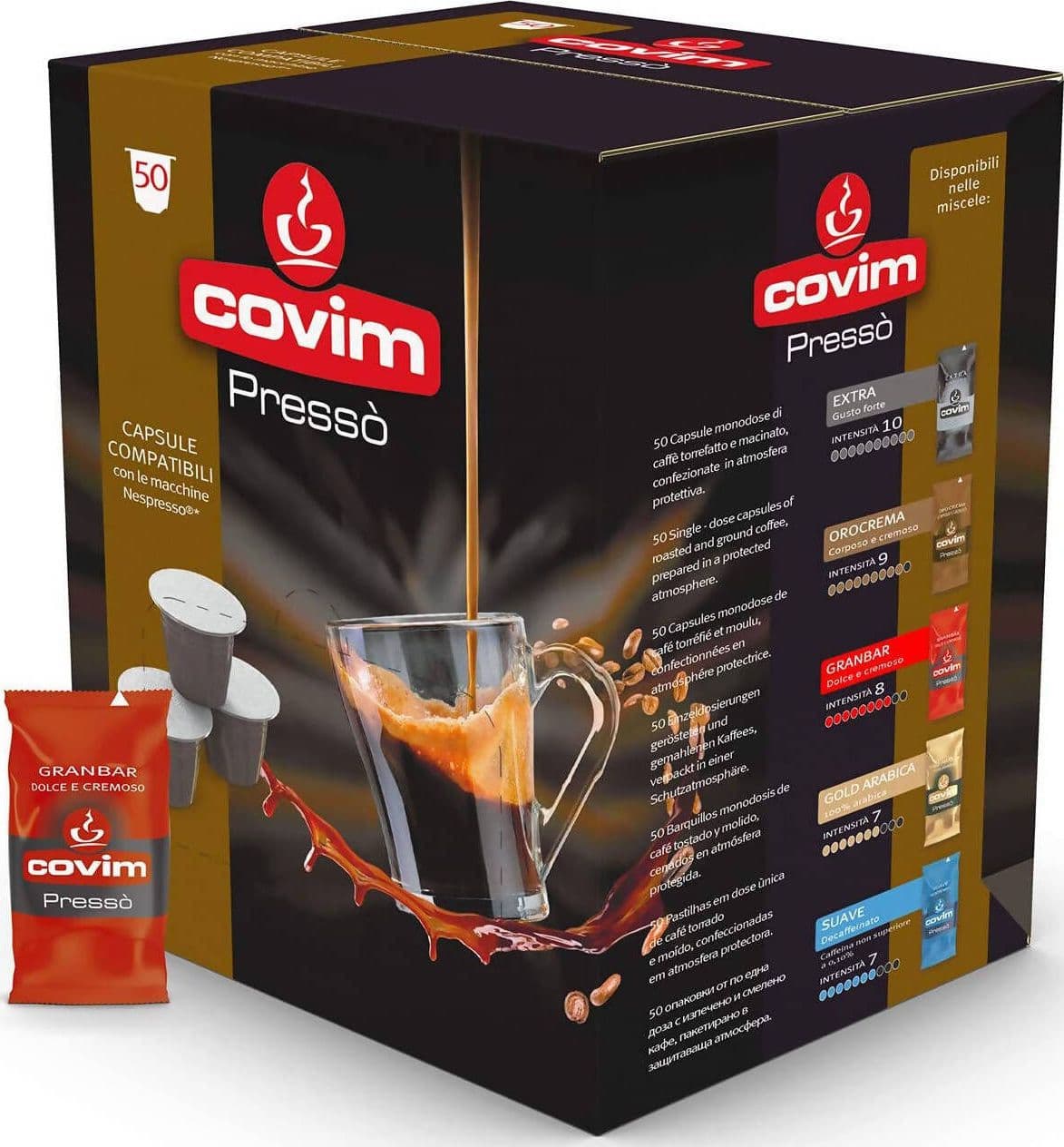 Covim 50x Capsule Granbar Caffè In Capsule Compatibili Nespresso Miscela Granbar Confezione Da 50 Pz Alimentari e cura della casa/Caffè tè e bevande/Caffè/Cialde e capsule di caffè Franco Pausa Caffè - Albano Laziale, Commerciovirtuoso.it