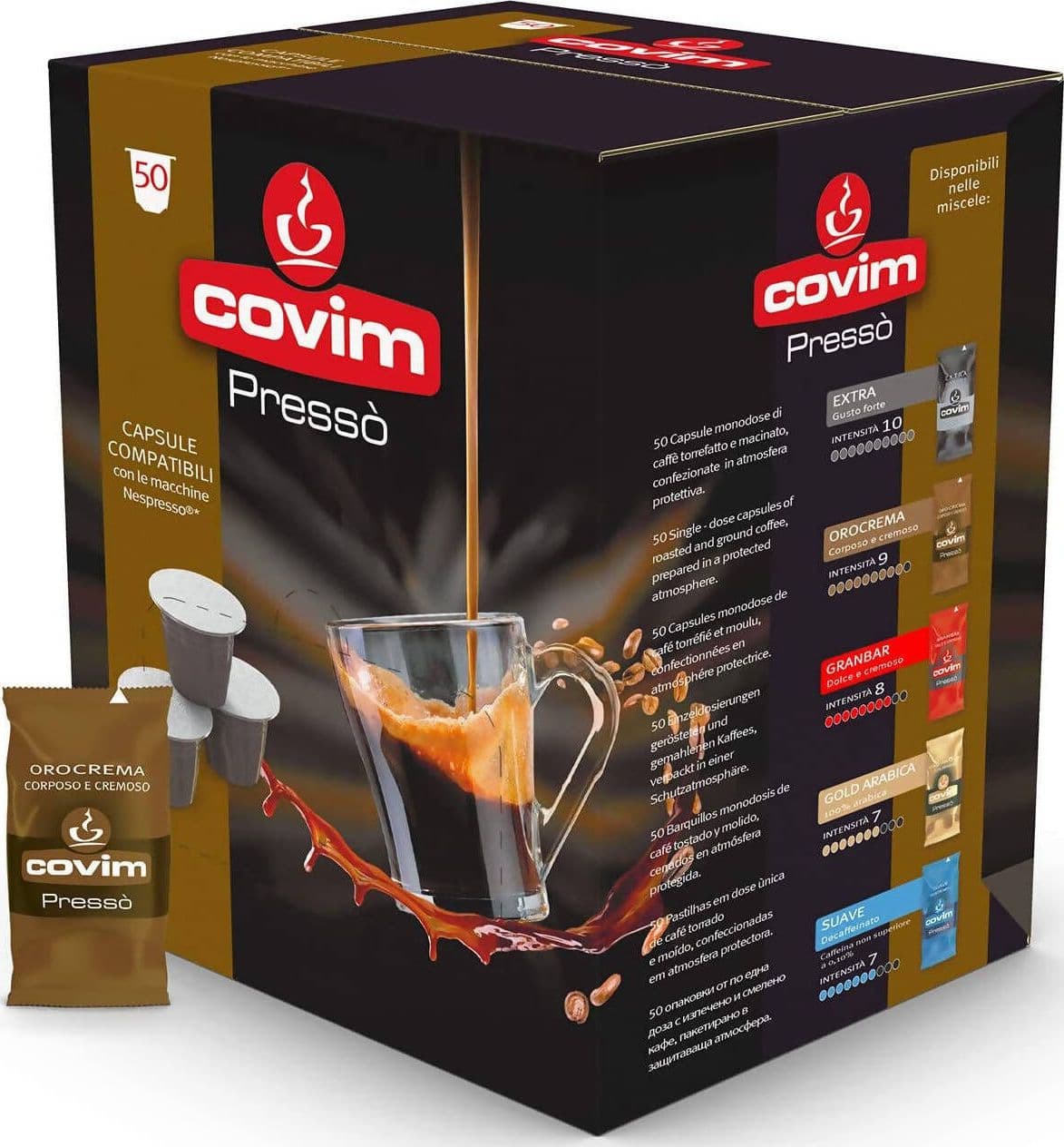 Covim 50x Capsule Orocrema Covim Caffè In Capsule Compatibili Nespresso Miscela Orocrema Confezione Da 50 Pz