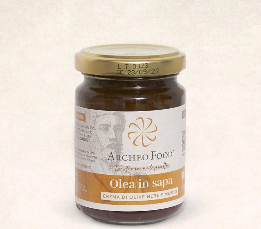 Crema di Olive Nere e Mosto "Olea in Sapa" Prodotto Italiano 140gr. in Condimenti a base di verdura Archeo Food - La storia nel piatto, commercioVirtuoso.it