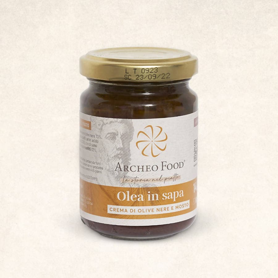 Crema di Olive Nere e Mosto "Olea in Sapa" Prodotto Italiano 140gr. in Condimenti a base di verdura Archeo Food - La storia nel piatto, commercioVirtuoso.it